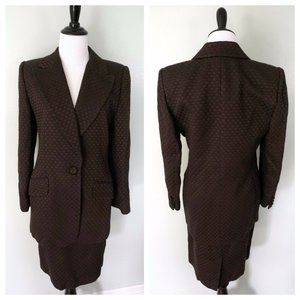 ELLEN TRACY Linda Allard Brown Textured Skirt Suit